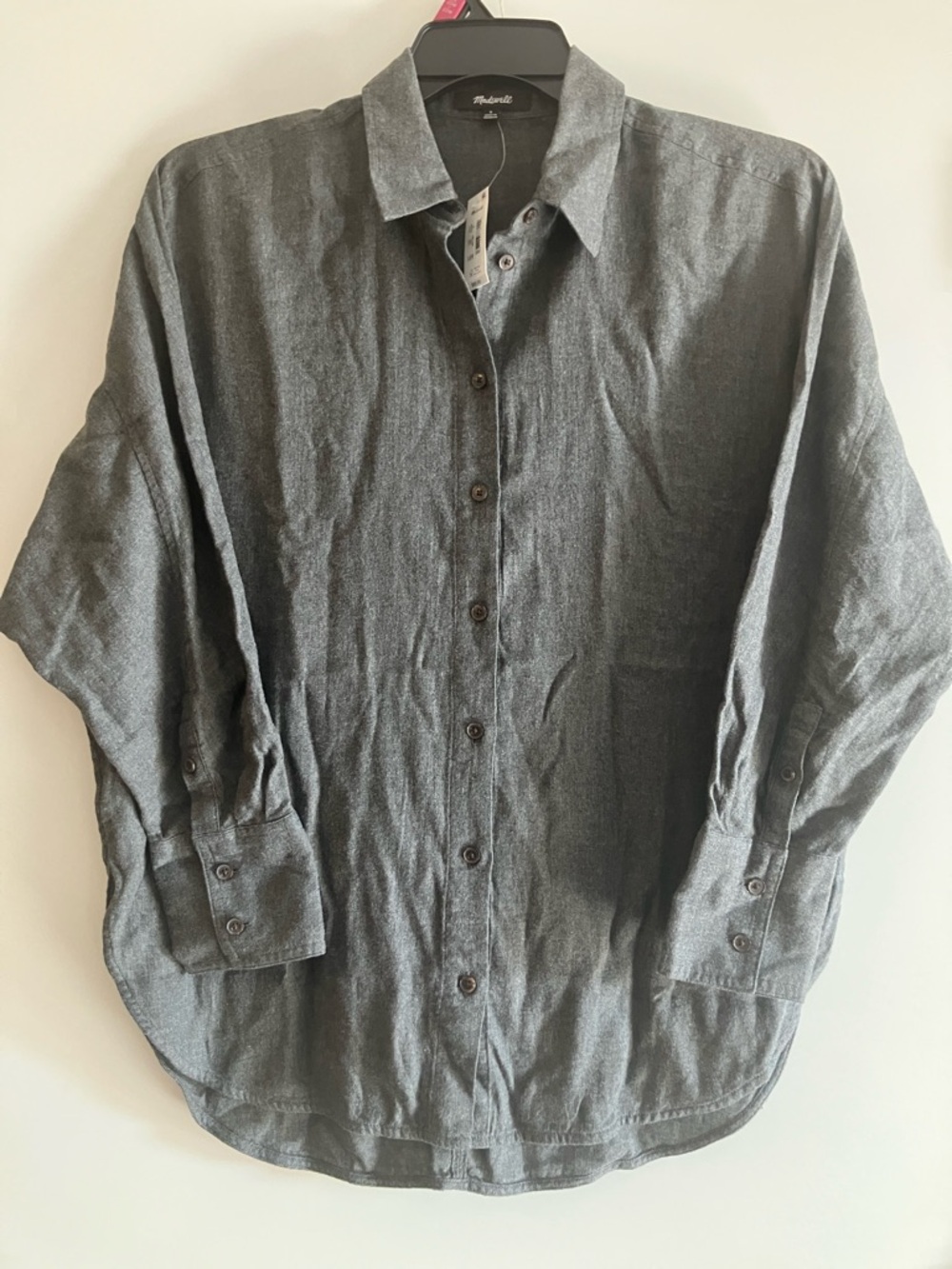 NWT MADEWELL HEATHERED FLANNEL DOLMAN BUTTON-UP SHIRT SIZE S